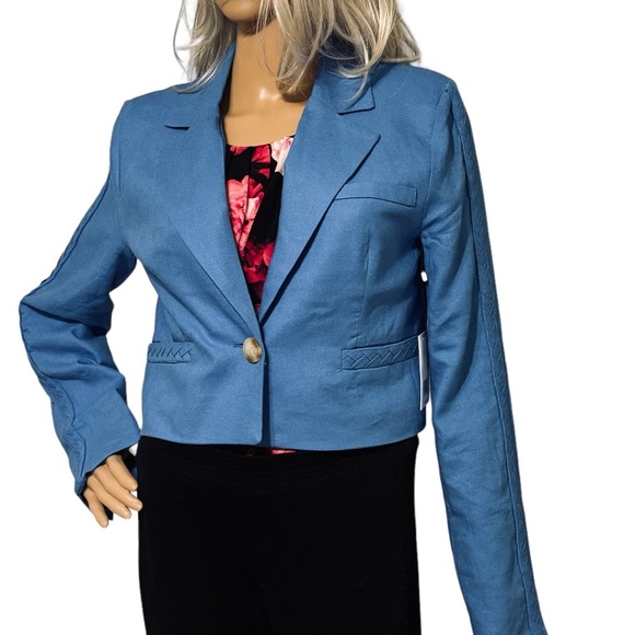 Jason Wu Notch Lapel Crop Blue Blazer NWT Size Small - Picture 2 of 13